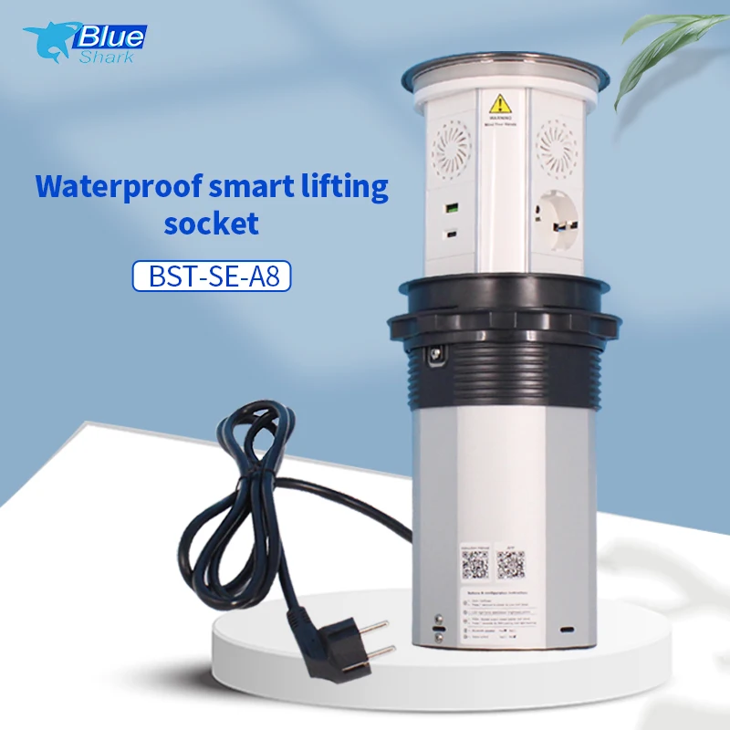 

New Design Hidden 125mm Hole Desktop Power Grommet Power Station with Wireless Charging Kitchen Island Pop up Electrical Socket