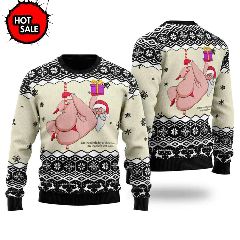 Hot Sale Santa Claus Cosplay Ugly Christmas Sweater Men Casual Holiday Party Pullovers Xmas Uniform Sweatshirts Unisex Tracksuit