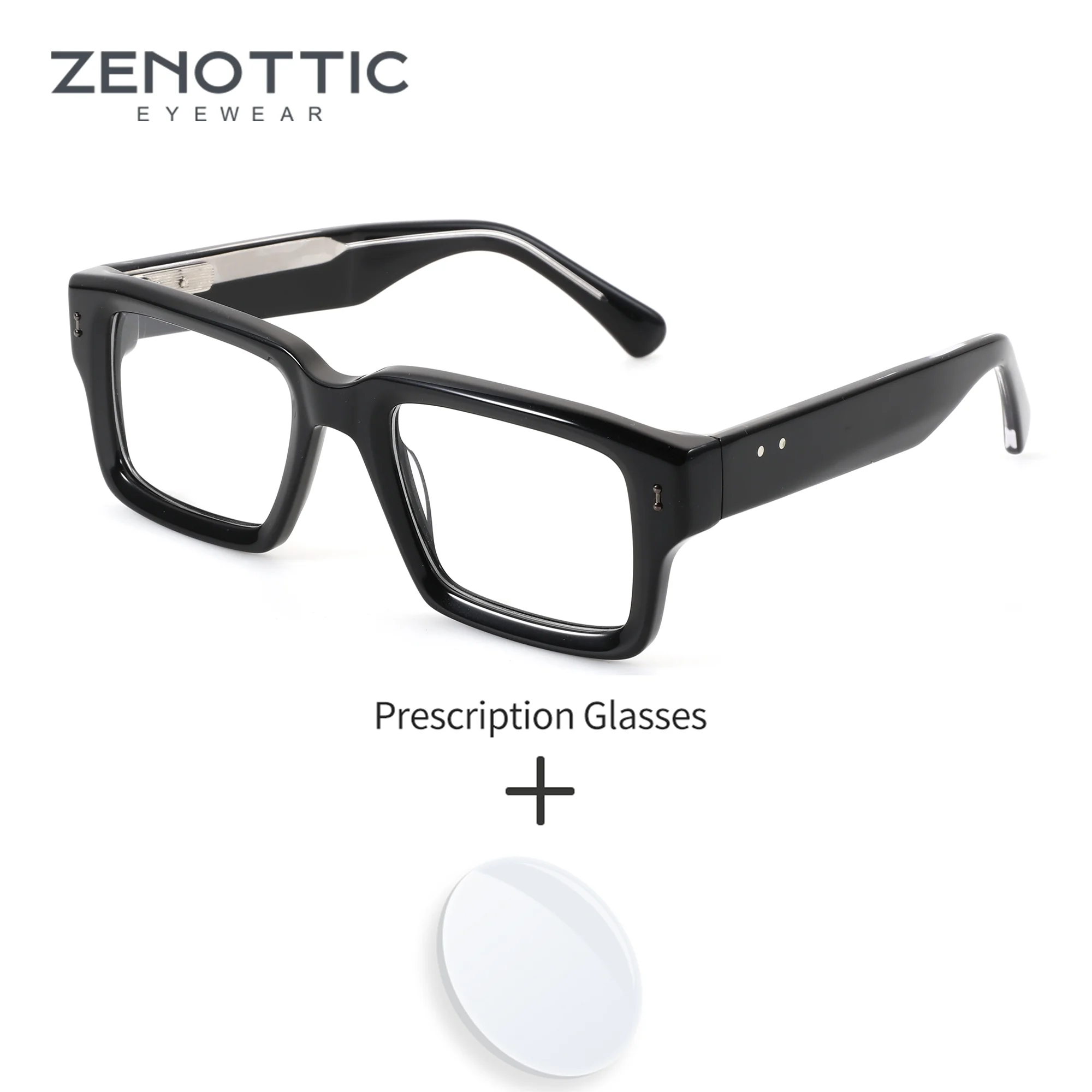zenottic-s-サイズアセテート処方メガネ男性用モディッシュ長方形抗ブルーライトフォトクロミック光学眼鏡