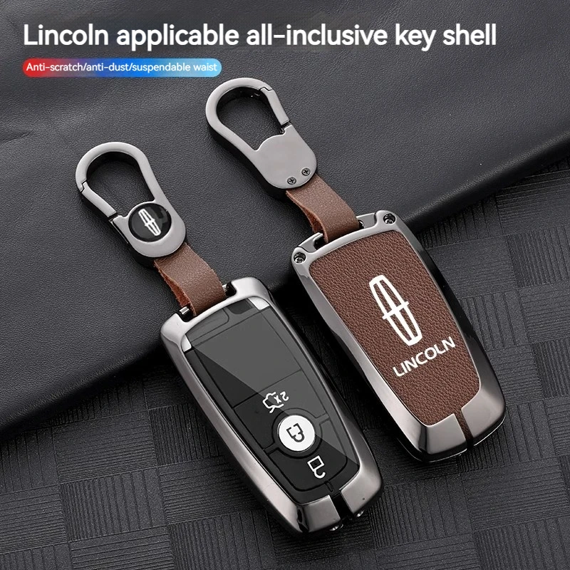 Alloy Car Key Cover Case for Lincoln Continental MKC MKZ MKX Navigator Z Nautilus Aviator Corsair 2017 2018 2019 2022 Keychain