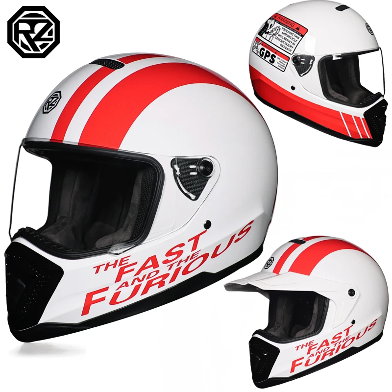 ORZ-918-Motorcycle helmet, men's and women's full face, cruising off-road, personalized brim, all year round