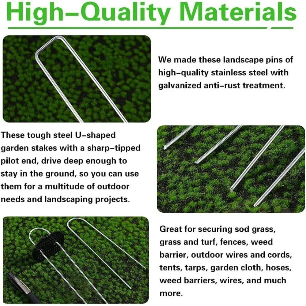 25/50pcs U-shaped Ground Nail Weed Control Mat Metal Buffer Washer Pegs Garden Stakes Fixing Nails Landscape Staples Set