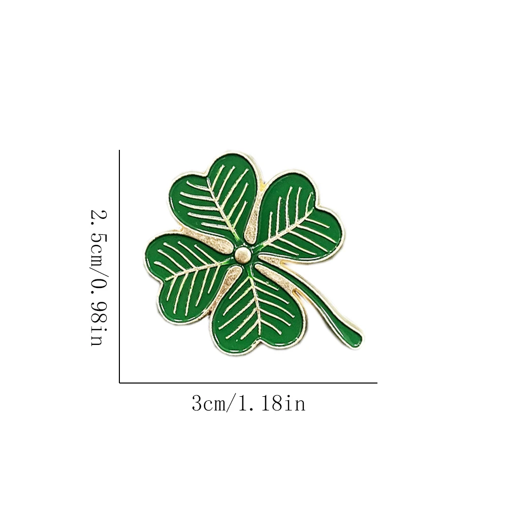 2pcs Lucky Four-leaf Clover Brooch Exquisite and Versatile Alloy Badge Green Plant Buckle Pin Clothing Bag Accessories