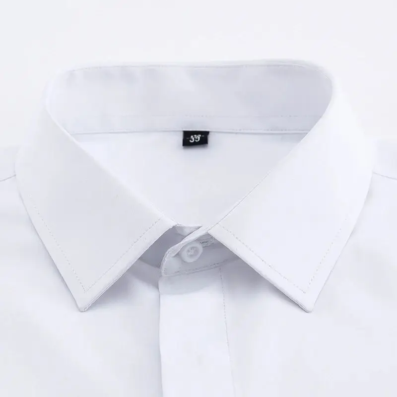 Men's Classic Dress Shirt Hidden Buttons French Cuffs Special Wide Fit Fleece Lined Thickened Nine-Quarter Sleeve  Collar