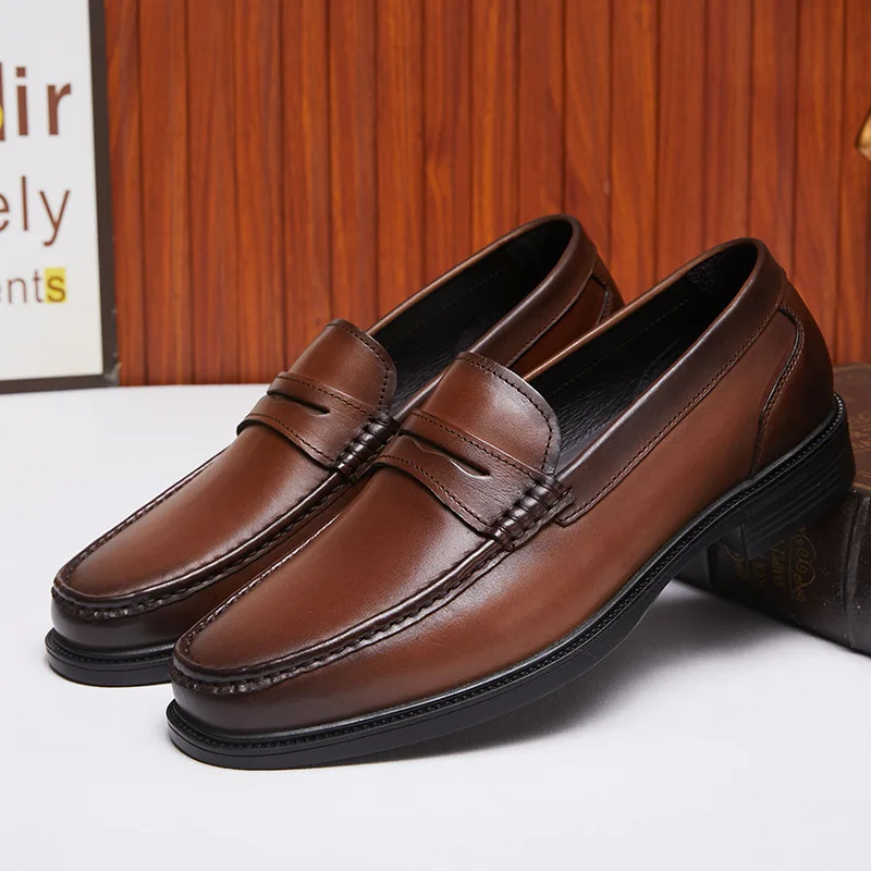 

Мужская обувь из натуральной кожи в стиле ретро, повседневная обувь из воловьей кожи, черная обувь для вождения и ходьбы