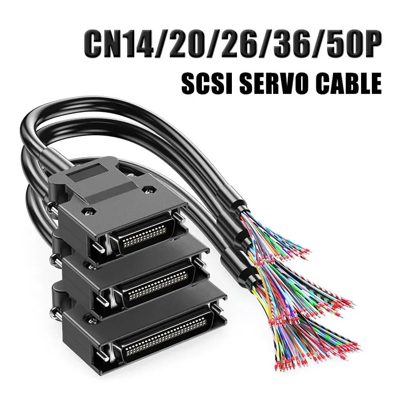 SCSI Servo Connection Cable with Terminal CN14/20/26/36/50 Pin Loose Wire Signal Head Shielded Line for Panasonic Yaskawa Cord