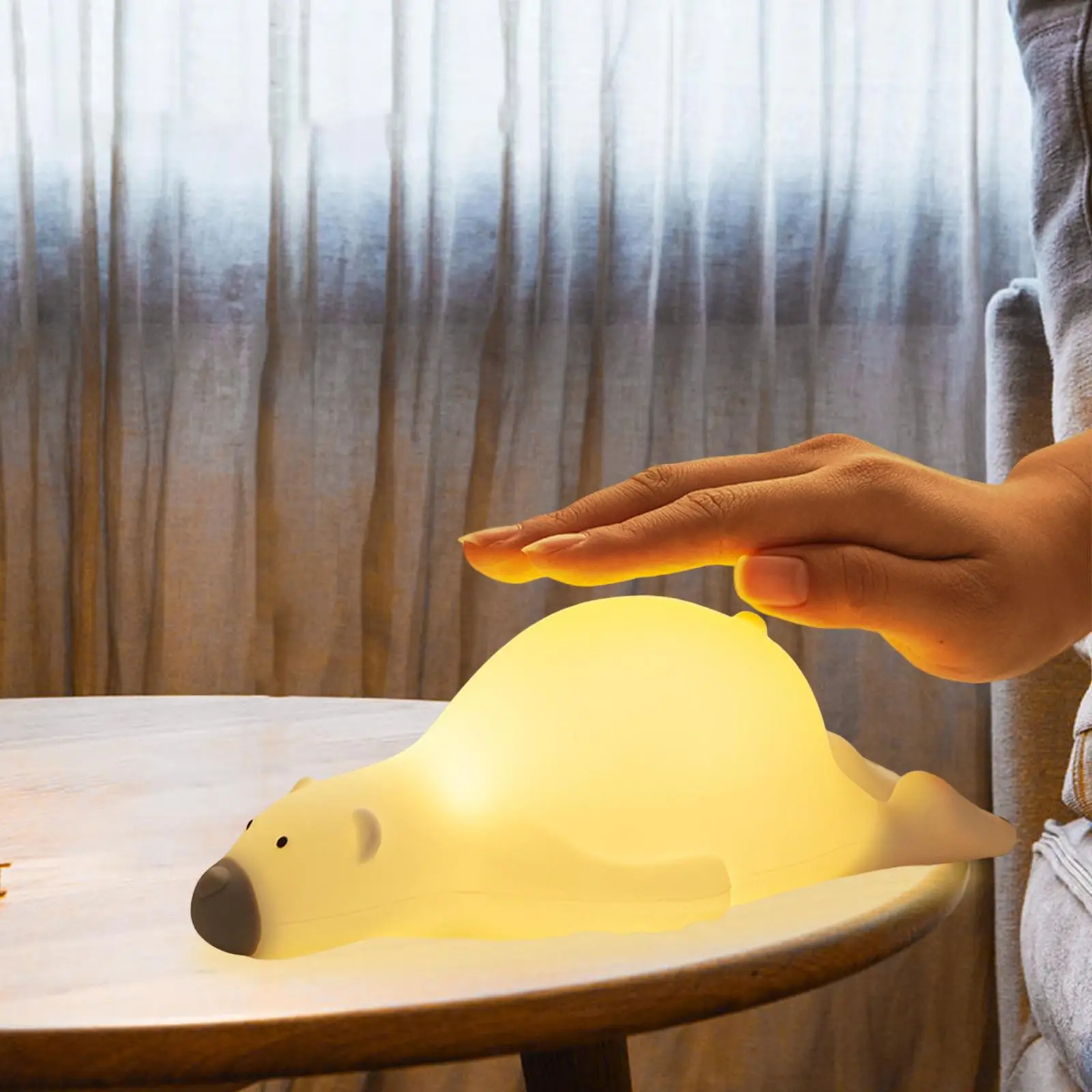 

Cute LED Bear Night Light Bedside Lamp Nightlight Dimming Phone Holder Rechargeable for Bedroom Living Room Breastfeeding Decor