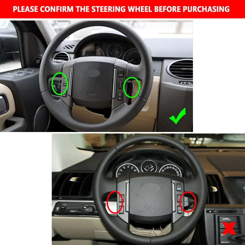 スエードレザーのステアリングホイールカバー,赤いトリムストリップ,Land Rover Discovery 3 2004-2009,Old Range Range Rover Sport 2005-2008