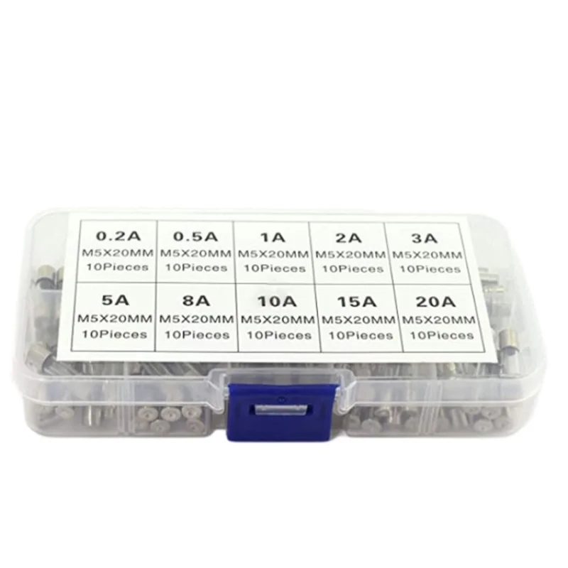 Boxed 100 Glass Fuse 0.2 A- 20A Flat Head Tubular Fuse 5*20 Wholesale