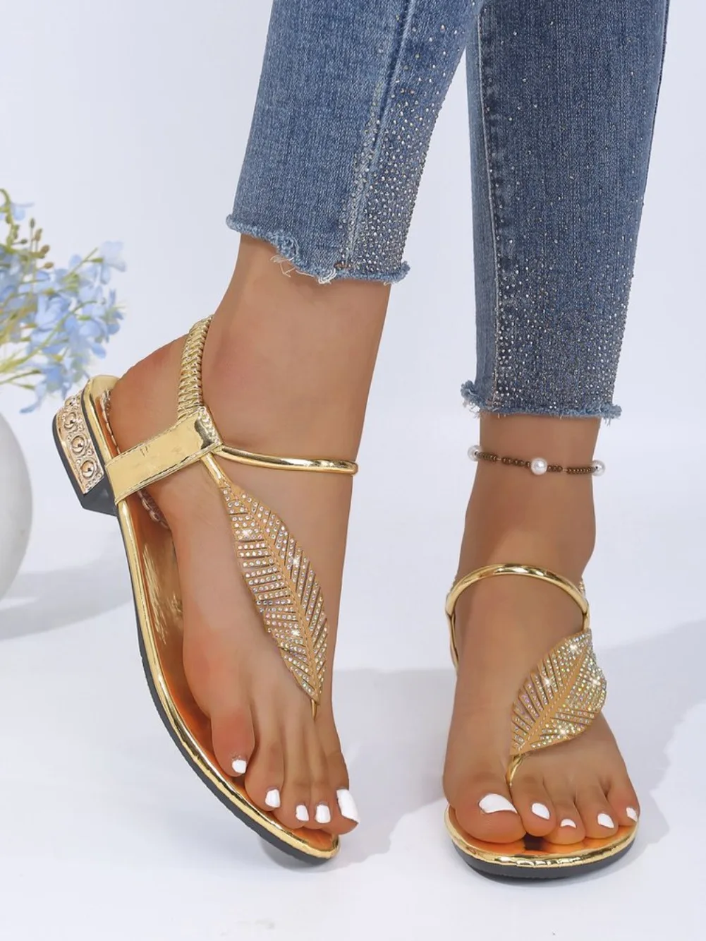 2026 Neue Damen-Sandalen Mode Strass-Verzierte Sandalen Einfache Bequeme Freizeitschuhe für Frauen Designer Leichtgewichtige Schuhe – Detail 16