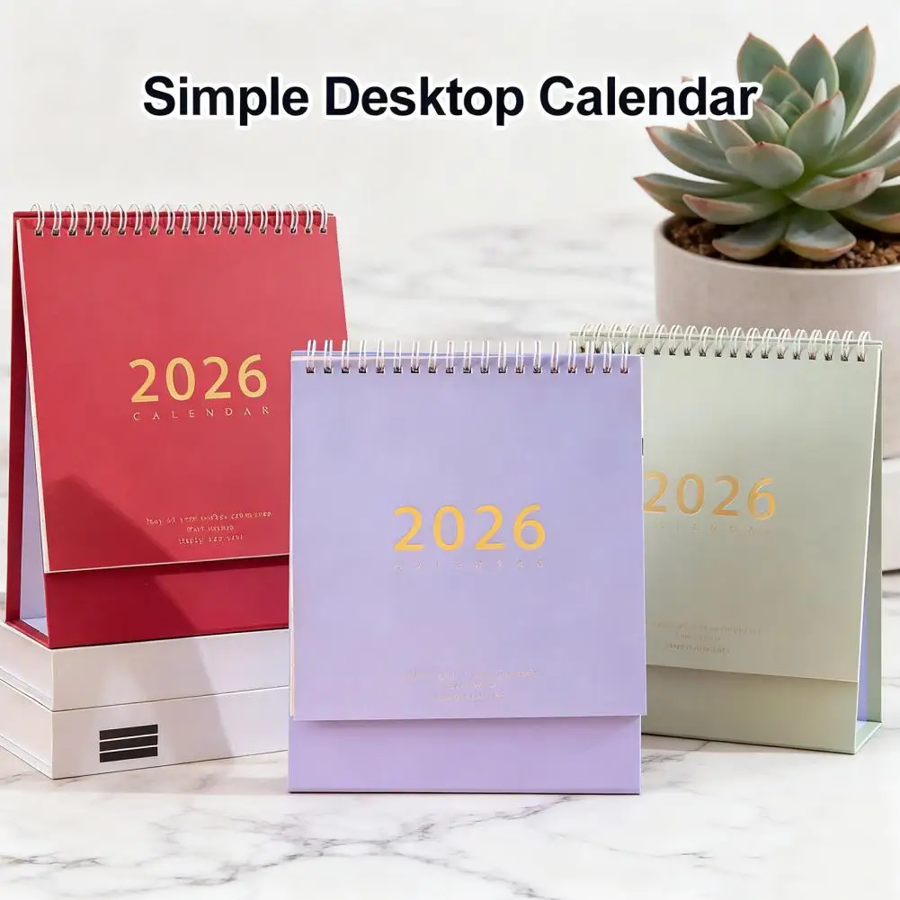 Spiral Calendar 2026 Retro Style Desk Calendar for Home Office School Time Management Thick Paper Schedule Planner for Efficient