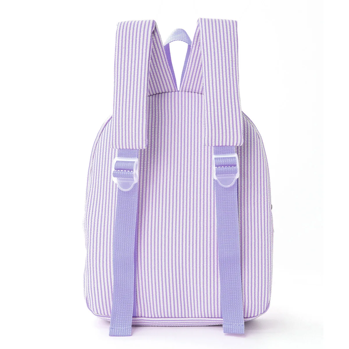حقيبة ظهر مخططة من الشاش الفقاعي، تطريز شخصي، حقيبة ظهر كرتونية كاجوال للطلاب، حقيبة ظهر ثعلب لطيفة ذات سعة كبيرة