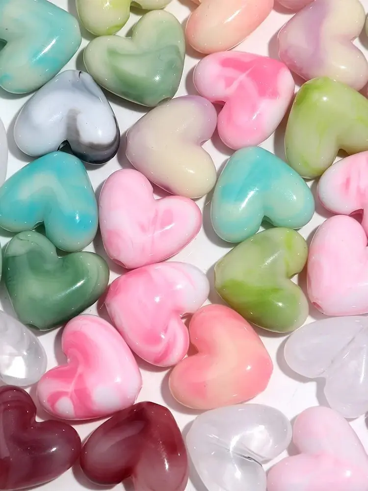 30pcs Dual Color Acryl Hars Hart Losse Kralen 15x17mm Liefde Perzik Spacer Bead DIY Armbanden ketting Sieraden Ambachtelijke Accessoires - afbeelding 2