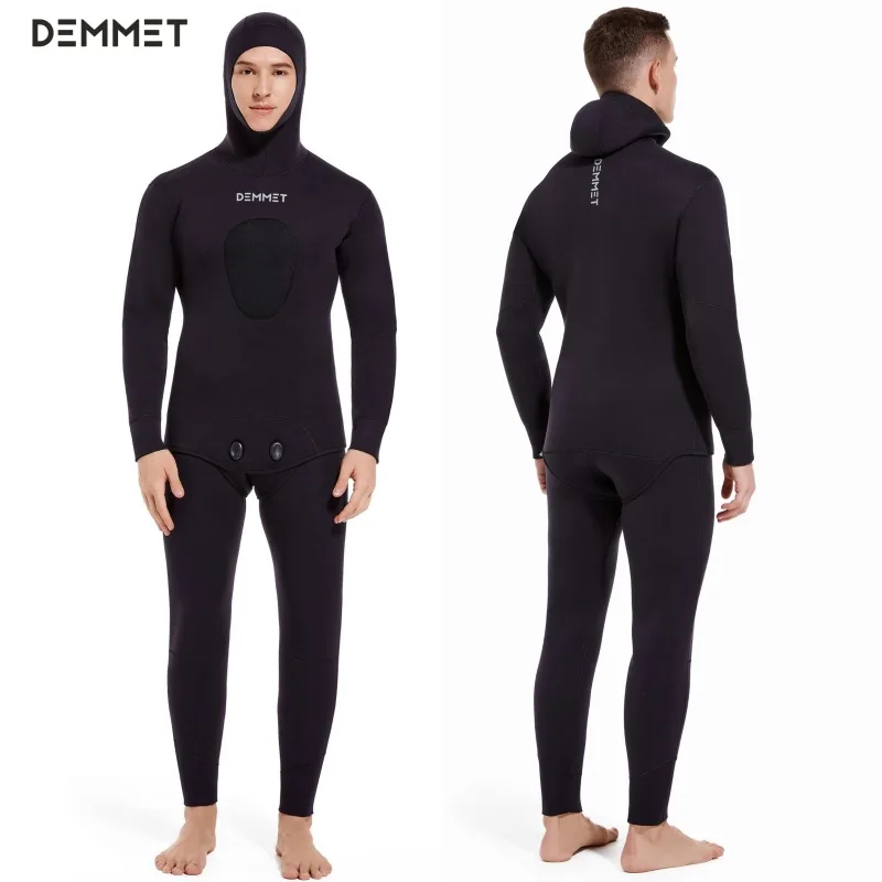 Combinaison à capuche à manches longues pour hommes, combinaison 3/4, corps fendu, isolation épaissie, anti-froid, maillot de bain d'hiver, ensemble 2 pièces, 7mm