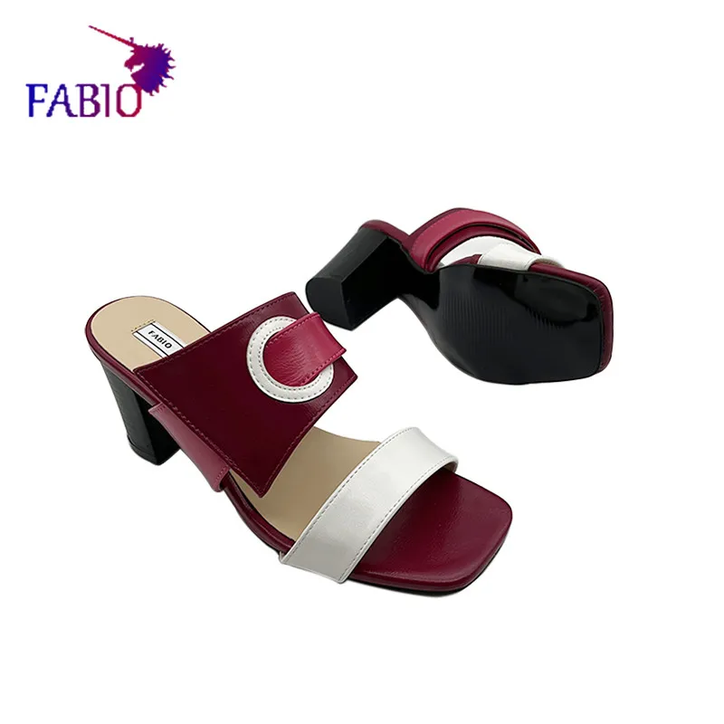 Italian new party fashion color patchwork buckle high heels women slippers