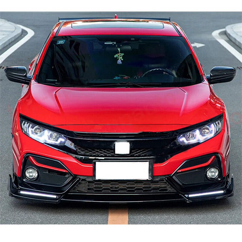 Rhyming High Quality LED Front Bumper Lip With Light Trim Fit For Honda Civic Si Hatchback 2017-2021 Car Exterior Accessories