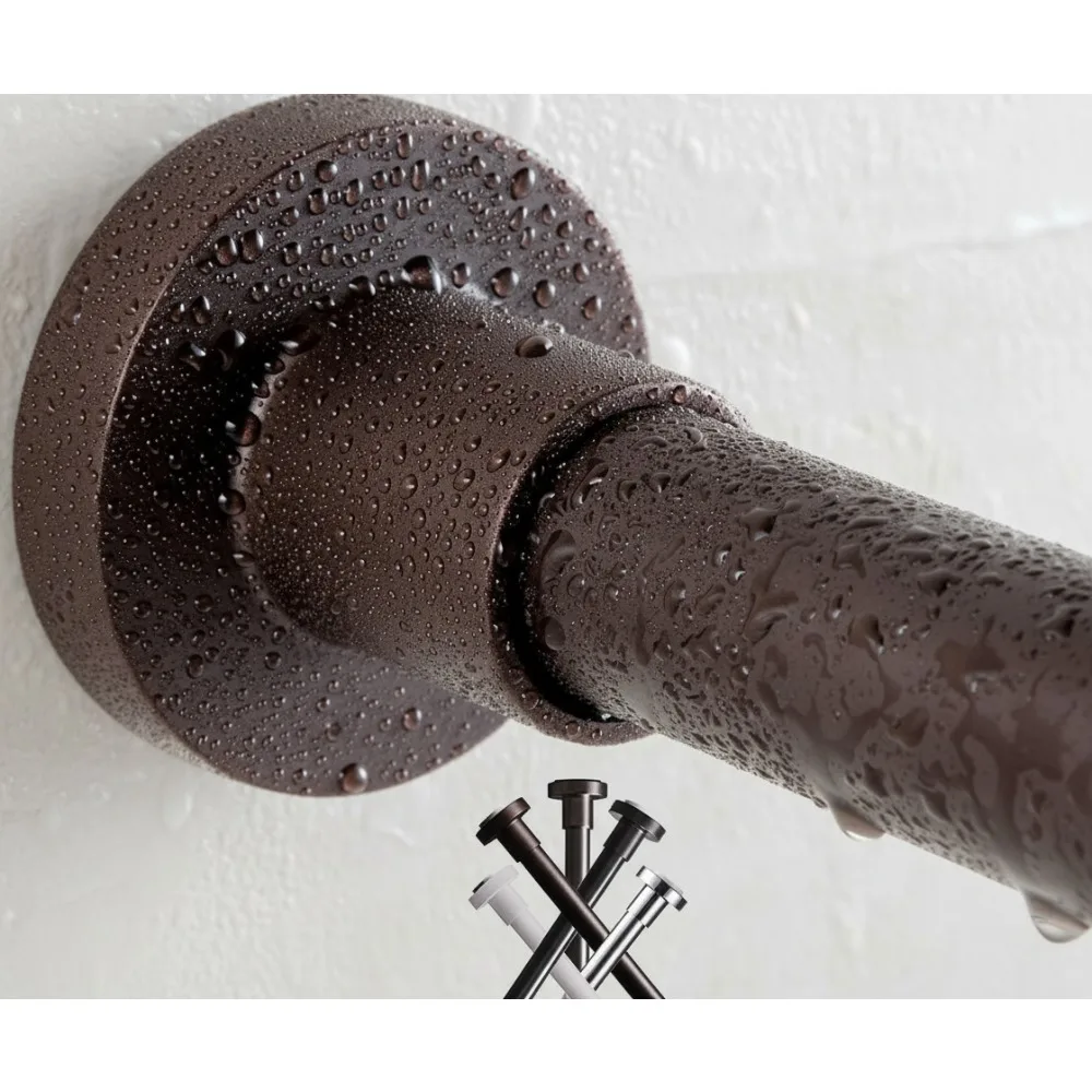 

Adjustable Shower Curtain Rod 43-73 Inches, Rustproof Matte Bronze Tension Rod for Bathroom & Window, No Drill Installation