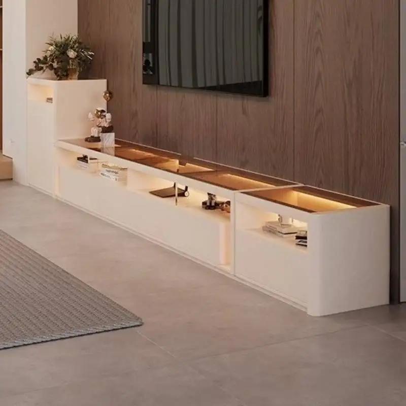 تخزين الضوء الأبيض خزانة التلفزيون أدراج تصميم شقق فاخرة خزانة التلفزيون الحديثة الشمال فريدة من نوعها Fernsehr Schrank أثاث المنزل