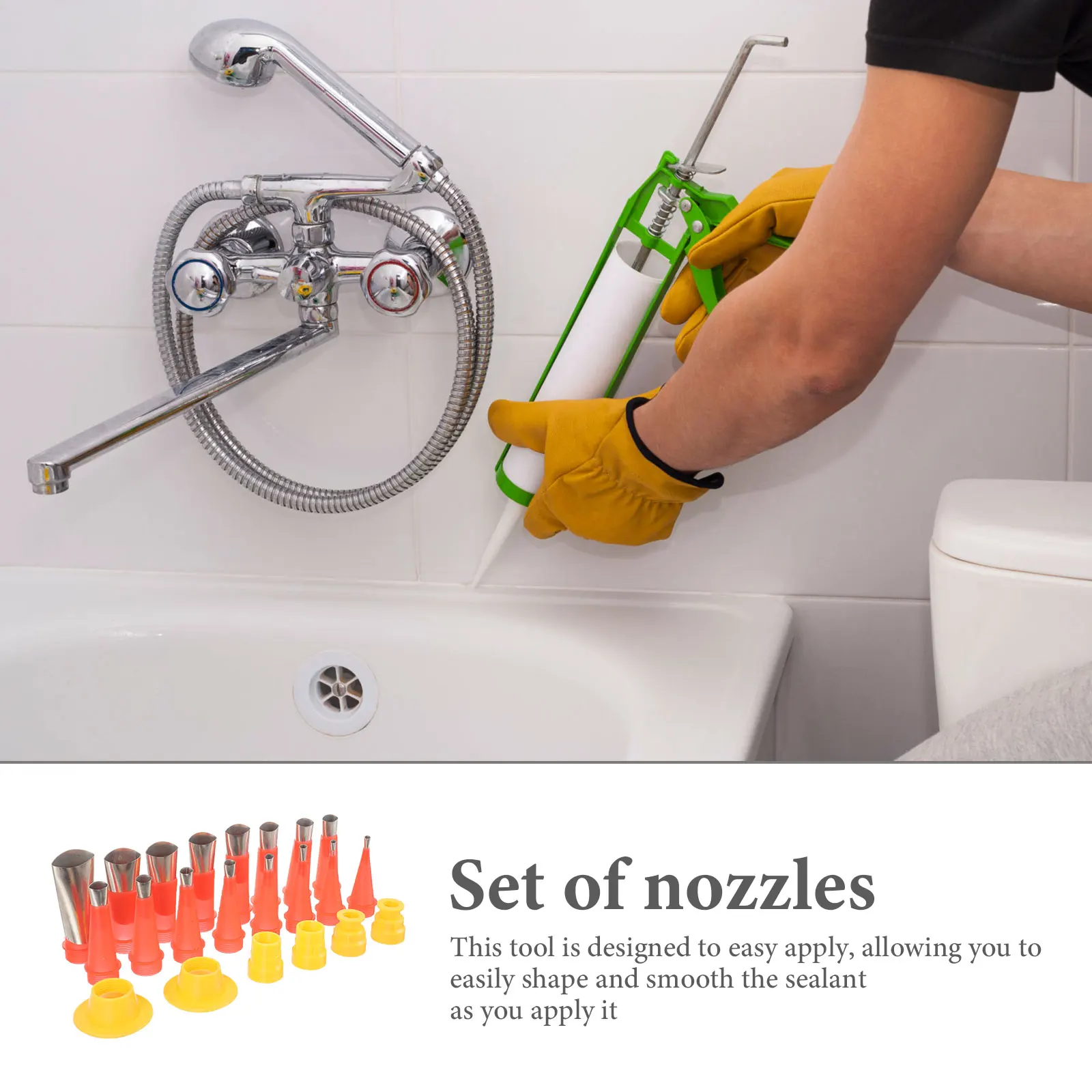 

1 Set Stainless Steel Caulking Tips Set Multiple Nozzle Sizes Compatible Caulking Tool Kit Easy Clean Leak Proof Caulk Finisher
