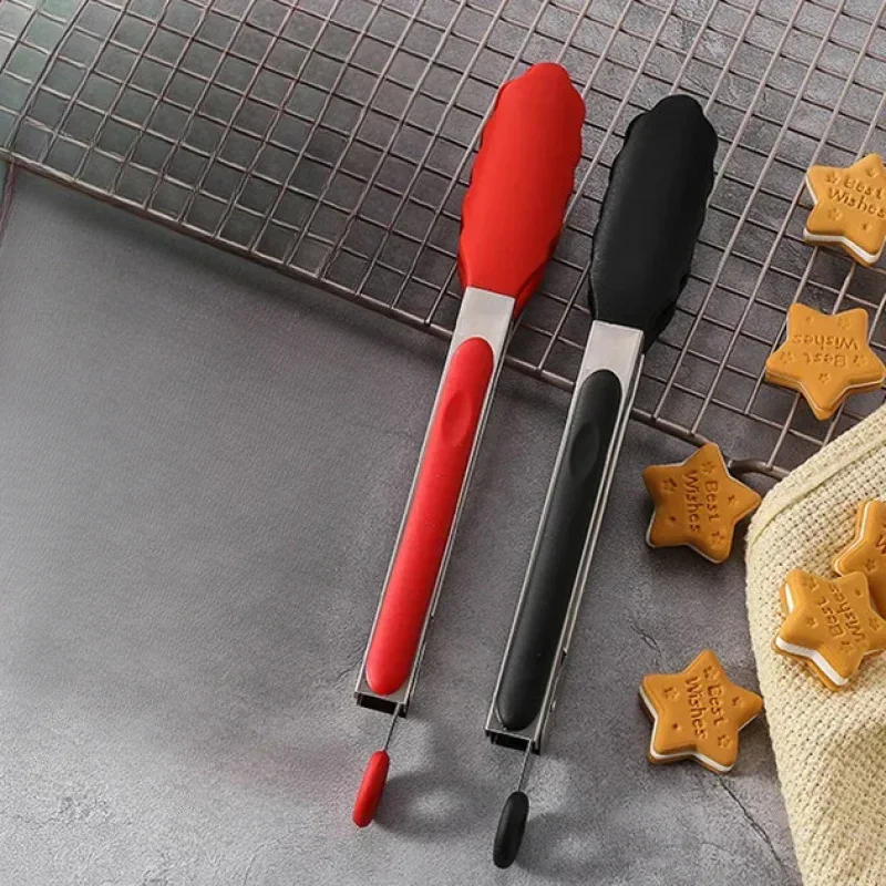 7 Inch Stainless Steel Silicone Food Clip Kitchen Tools Fried Steak Toast Barbecue Tool Food Clip BBQ Clip  kitchen gadgets