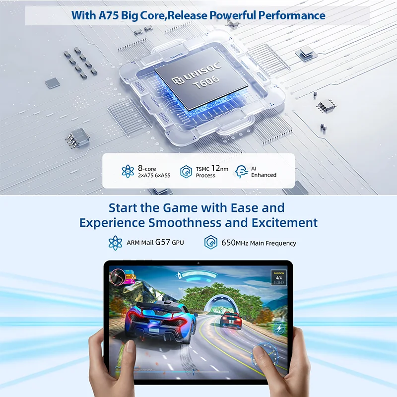 BMAX MaxPad I11 S Tablet Android 15 11" HD Screen UNISOC T606 ARM Mail G57 4+8GB Memory 128GB Storage 2.4GHz/5GHz Wi-Fi