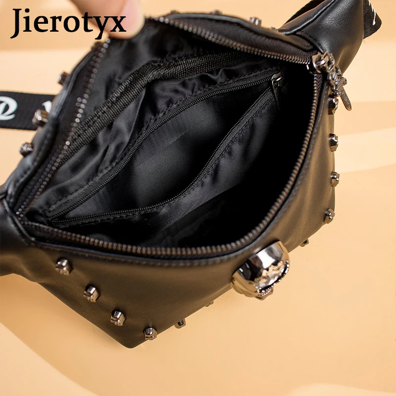 JIEROTYX Bone Skull Unisex Fanny Pack Vintage Waterproof Crossbody Waist Bag Adjustable Belt for Travel Hiking Runing Goth