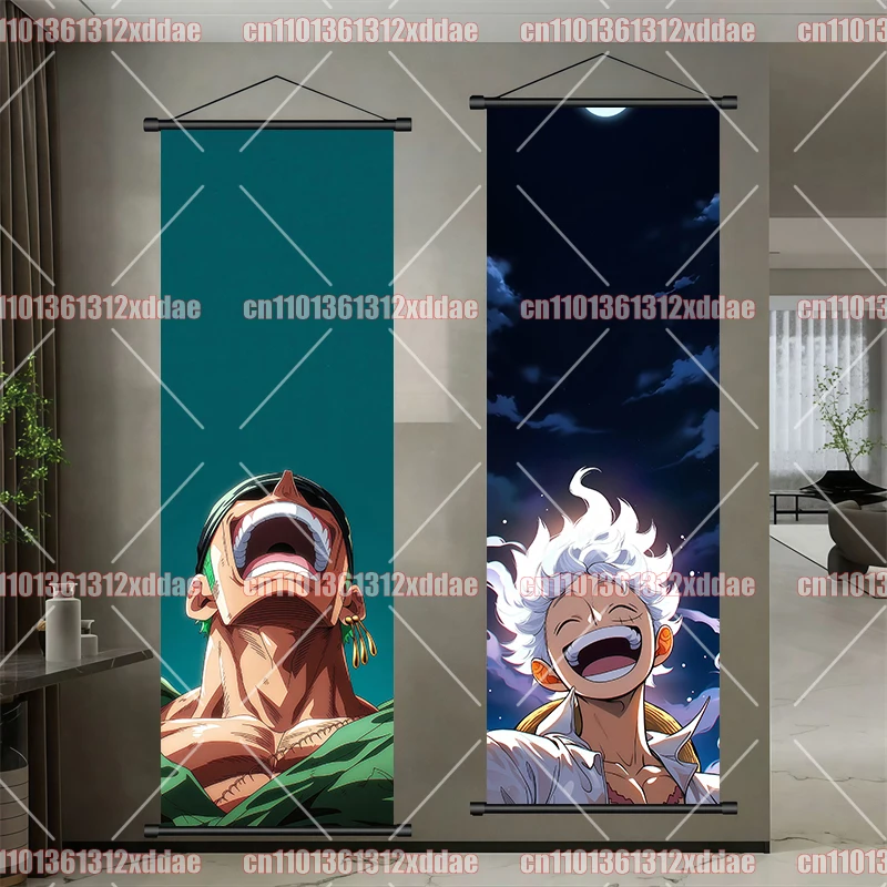 One Piece Scroll Painting HD Poster Luffy Zoro Anime Themed Decorative Painting Fan Party Mural Hanging Painting Children's Gift view 4