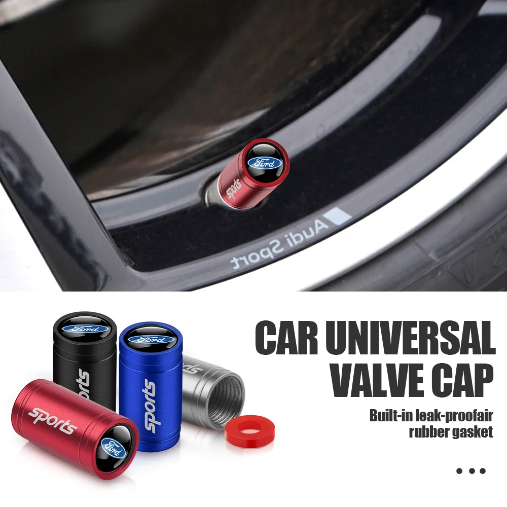

4Pcs Car Tire Valve Caps Stem Air Dust Cover Accessories For Ford Focus Mk2 MK3 MK7 MK4 Fiesta Ranger Mustang Kuga Mondeo STLine