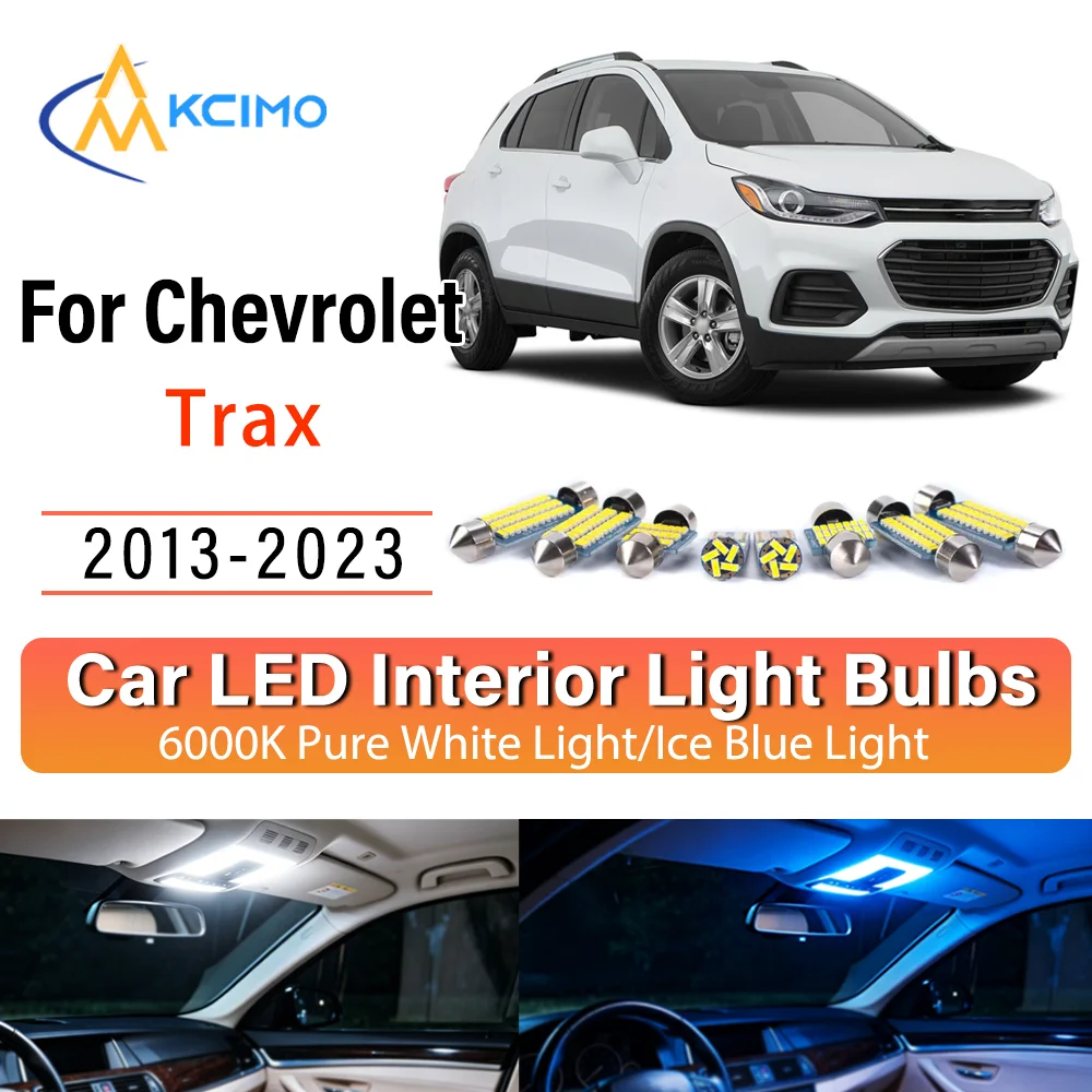 Kit d'éclairage intérieur LED à lueur persistante Plug & Play pour Chevrolet Trax 2013-2023 – Remplacement des lampes de dôme, de cartographie et de coffre – Amélioration des éclairages de cabine