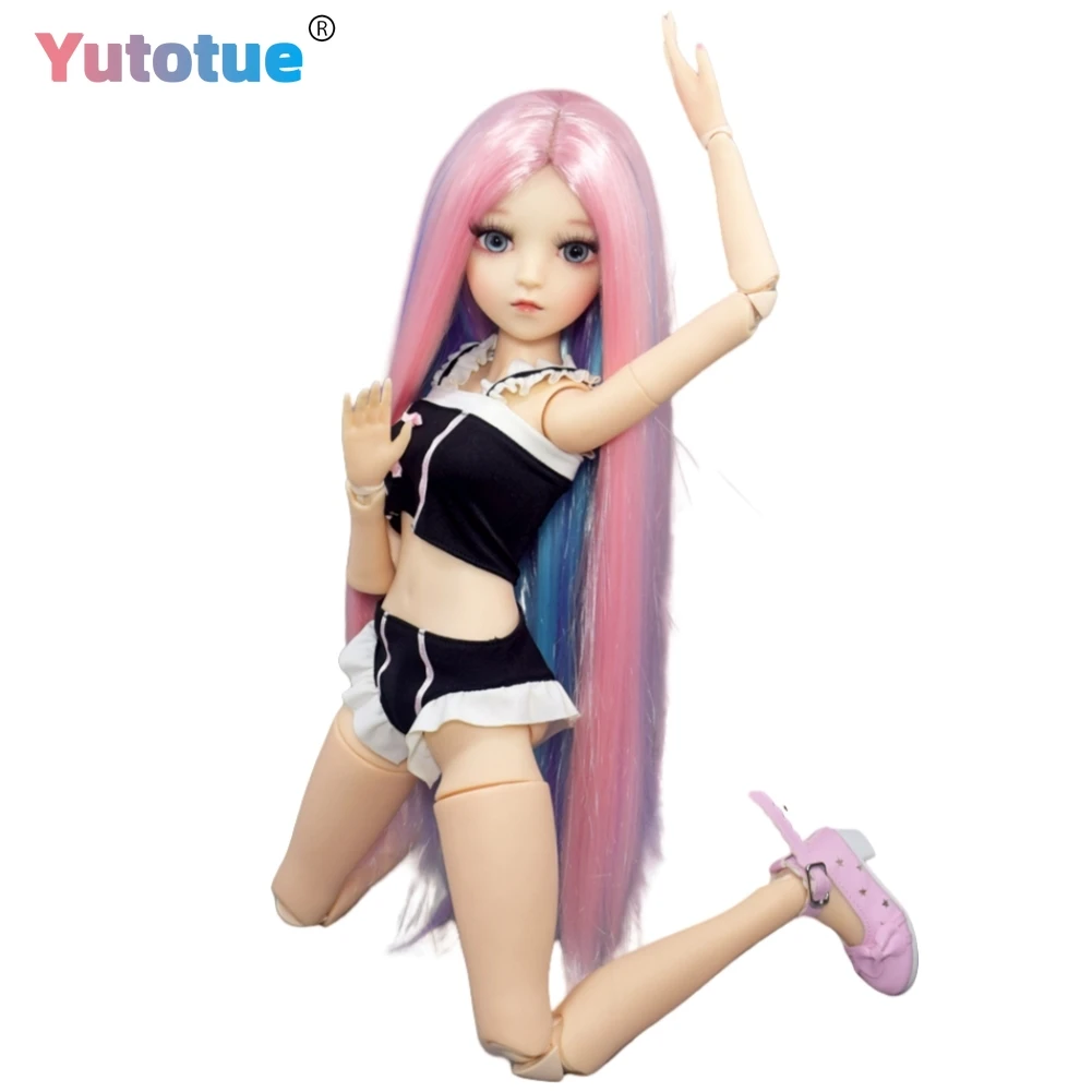 

YUTOTUE 1/3 BJD Doll Toy 60cm Height 18 Joints Girl Body Doll with Colorful Wig Blue Eyes Removable Outfits