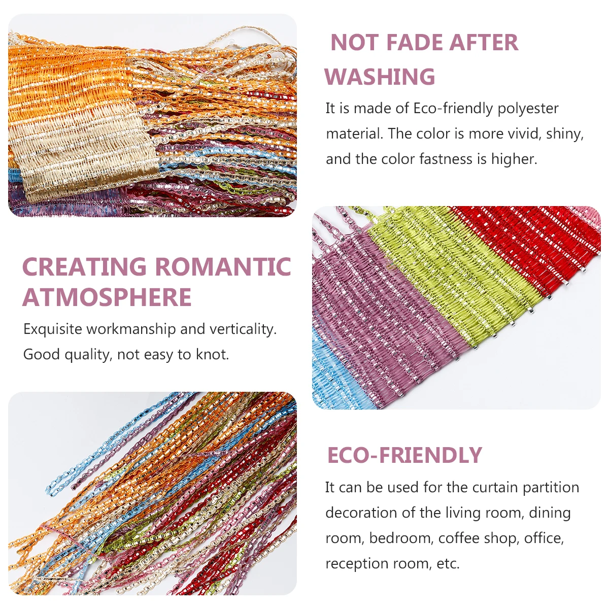 

Colorful String Curtains Fringe Tassels Divider Elegant Polyester Living Room Bedroom Coffee Shop Decor Window Door Partition