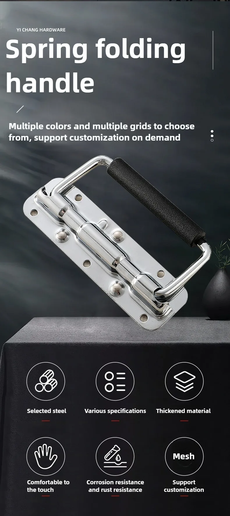 1 Stück Eisen/Stahl Federgriff für Gepäck, Klappbarer Griff für Werkzeugkasten, Beweglicher Ring für Industrieausrüstung und Schränke – Detail 1
