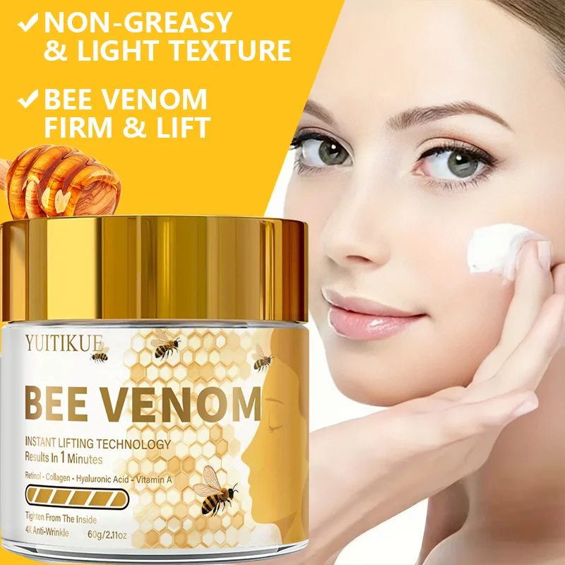 YUITIKUE Bee Venom Face Cream 60g - 1 Min Instant Lift, Firms & Anti-Wrinkle, Light Non-Greasy, for All Skin Types