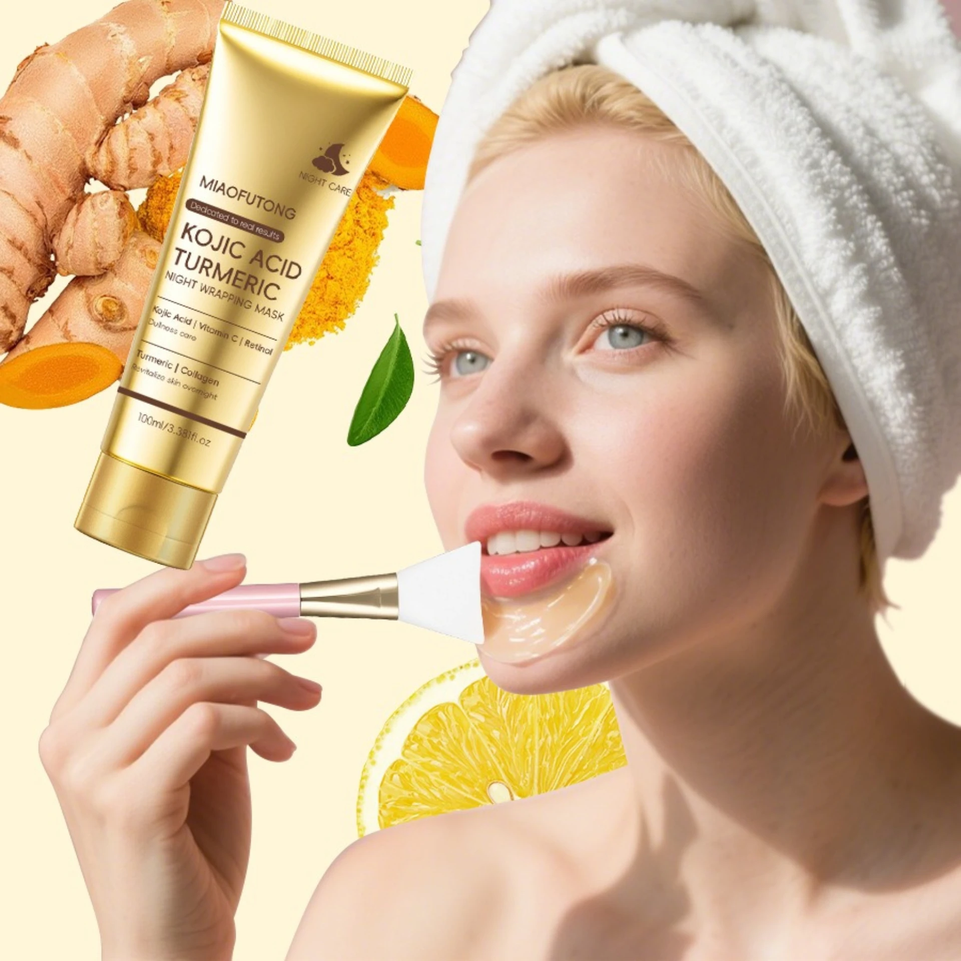 Kojic Acid Turmeric Wrapped Mask Apply Tear Mud Mask Firming Brightening Skin Tone Moisturizing Rejuvenation Skincare