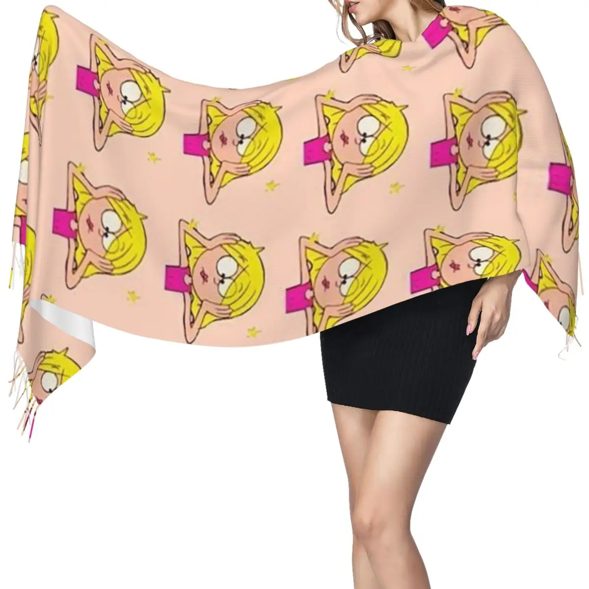 

Женский шарф с кисточками Lizzie Mcguire, мягкие теплые шали и накидки, длинная осенне-зимняя шаль