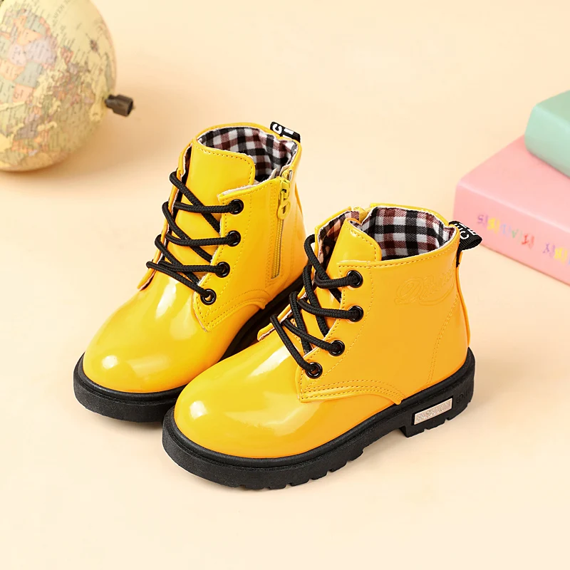 2023 New Winter Children Shoes PU Leather Waterproof Plush Boots Kids Snow Boots Brand Girls Boys Casual Boots Fashion Sneakers