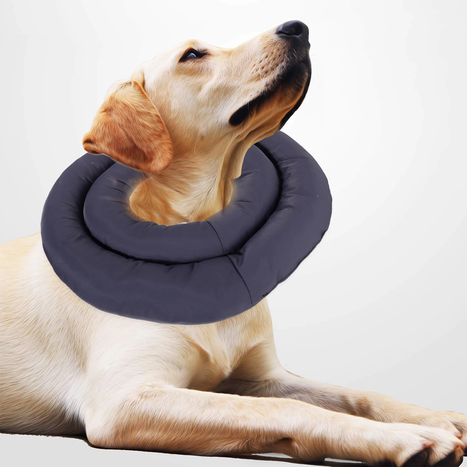

Pet Protective Collar Waterproof Cloth Size M Deep Gray Cats Dogs Anti Lick Cone Collar Sturdy Fabric No Pilling Pet Supplies
