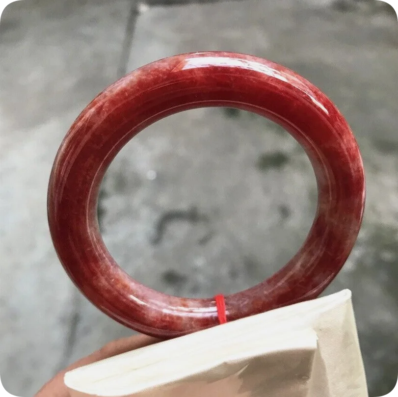 55MM Myanmar Natural Icy Red Jadeite Jade Bracelet Bangle Jade Bracelet