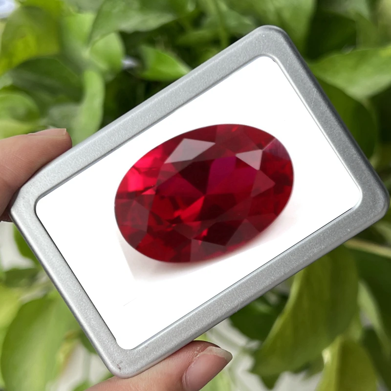 Box Pack Ruby Stone Large 20x30mm 50.0ct AAAA+ Oval Cut Test Mohs Hardness Gems for Jewelry Making/Gem Collection/DIY  Stone