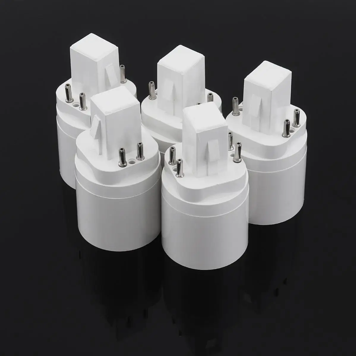 5pcs 4 Pin Conductive G24 to E26/E27 Socket Adapter Gx24q Lamp Base Adapter G24q to Medium Edison Light Socket Converter