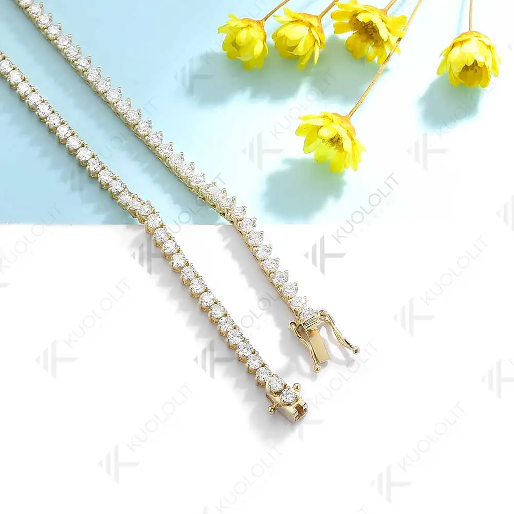 Women's 8CTW Graduated Tennis Necklace D Color VVS1 Moissanite Pass Diamond Tester S925 Sterling Silver 14K 18K Gold Plated Fine Jewelry Anniversary Engagement Christmas Gift For Her view 2