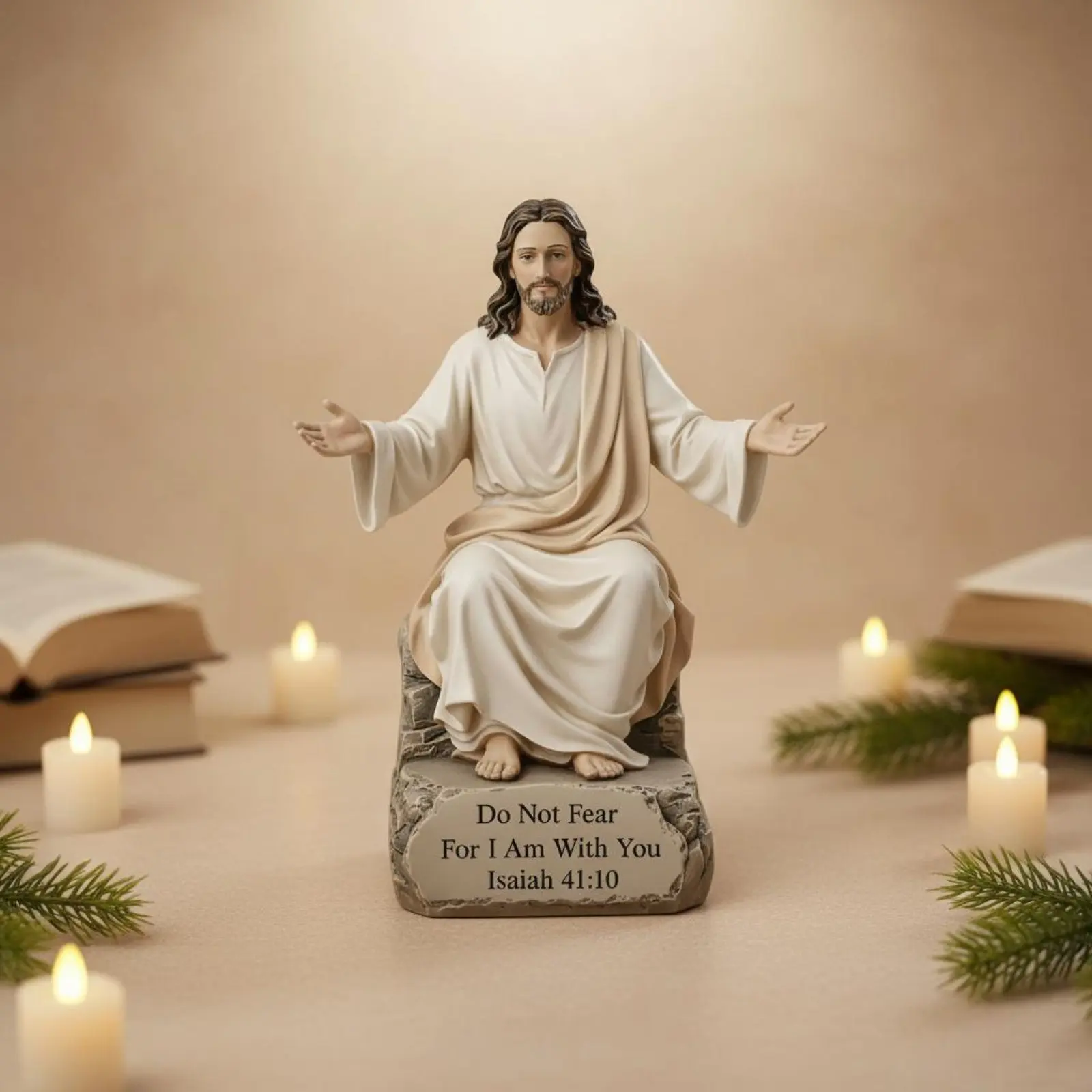 Seated Jesus Statue European Design Messiah Figurine Home Decoration Gift of Belief for Christians, Shelf, Prayer Corner view 4
