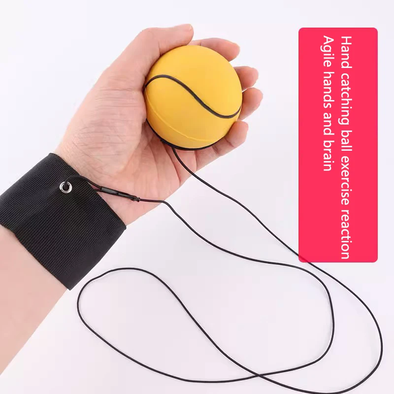 Wrist Return Hand Ball Sponge Rubber Rebound Ball With Rope Stress Relief Toy For Kids Toys Wrist Exercise Hand Strengthening