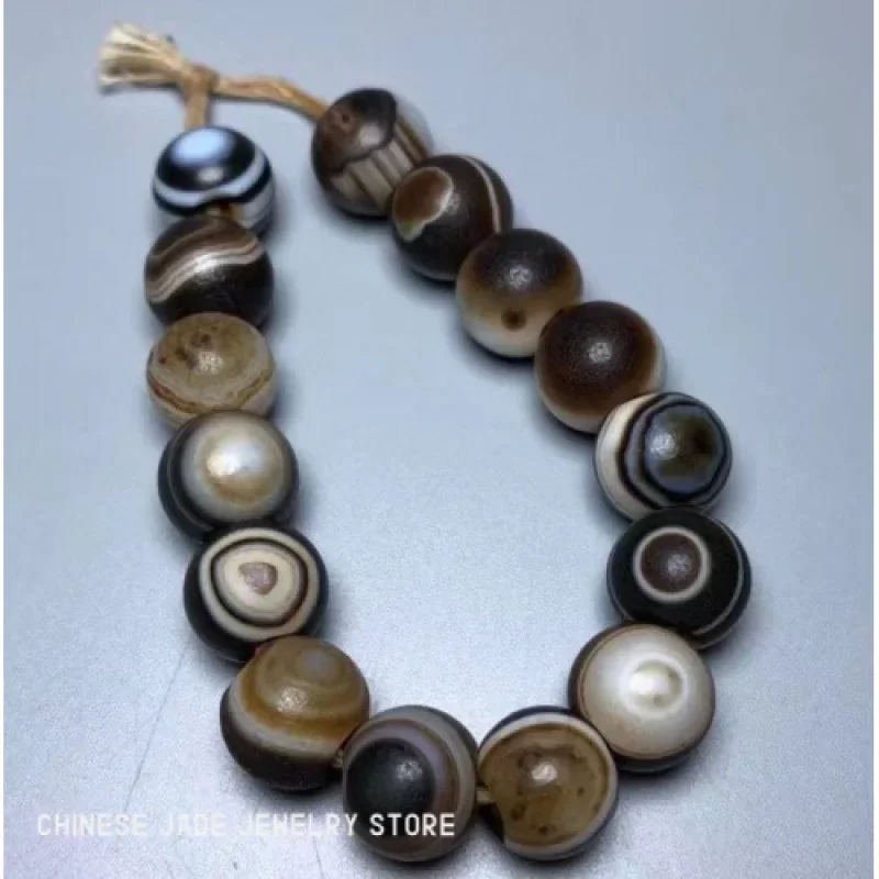 

Уникальный тибетский натуральный патина, браслет из старого агата с глазами, удача