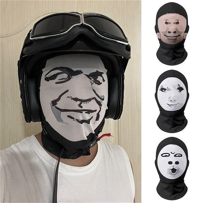 Máscara facial engraçada impressa-malha elástica respirável unissex rpg headwear para máscara abstrata brincadeira engraçada truques engraçados