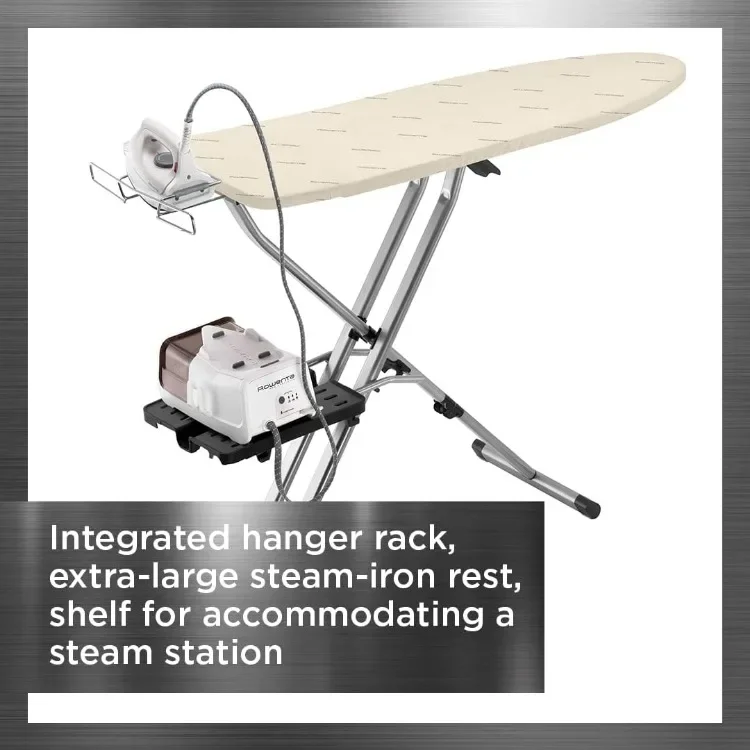 لوح كي مدمج احترافي مع حامل شماعات مقاس 18 × 54 بوصة لتوفير المساحة، قابل للطي، 4 أرجل IB9100، بيج #3