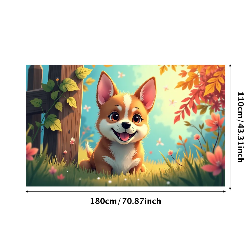 Pano de fundo impresso personalizado de banner de cachorrinho fofo para festas ao ar livre, lojas de animais de estimação, exposições, sessões de fotos, fundo de poliéster