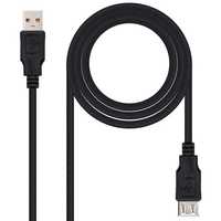 Nanocable 10.01.0204-BK 3m USB 2.0 Type A Male to Female Extension Cable Black Lead Extender for PC Laptop Printer