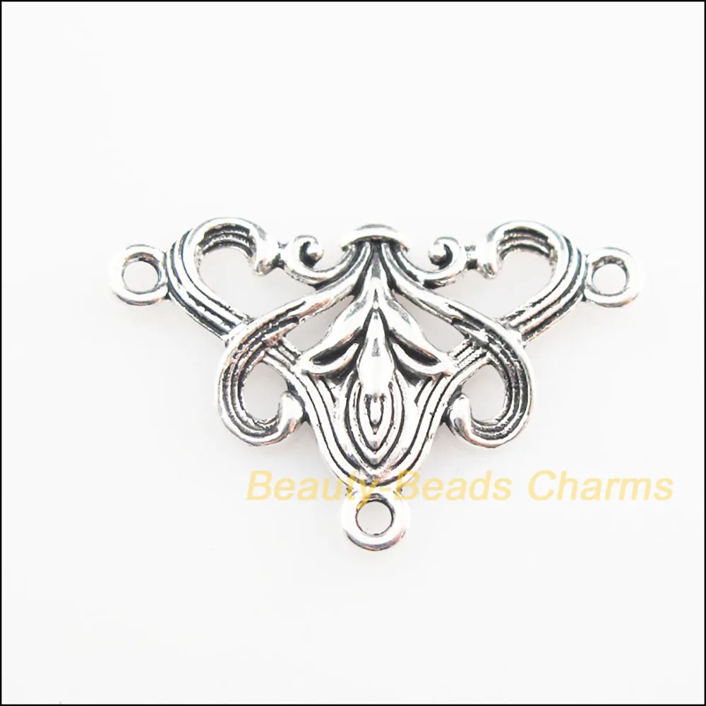 20 nuovi connettori triangolo fiore argento tibetano Charms colore 20x31mm