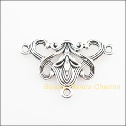20 New Connectors Triangle Flower Tibetan Silver Color Charms 20x31mm